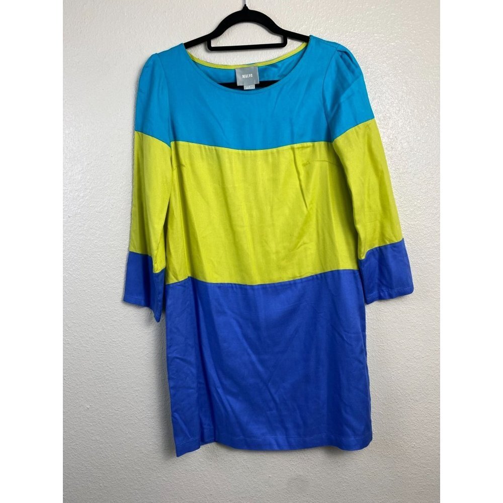 Anthropologie Maeve Colorblock Shift Dress Womens size 6 Blue Yellow vacation Be